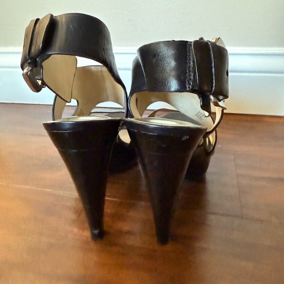 Michael Kors Carla Black Leather Platform Sandals-Size 8.5-Sexy, Black Tie - Picture 3 of 16